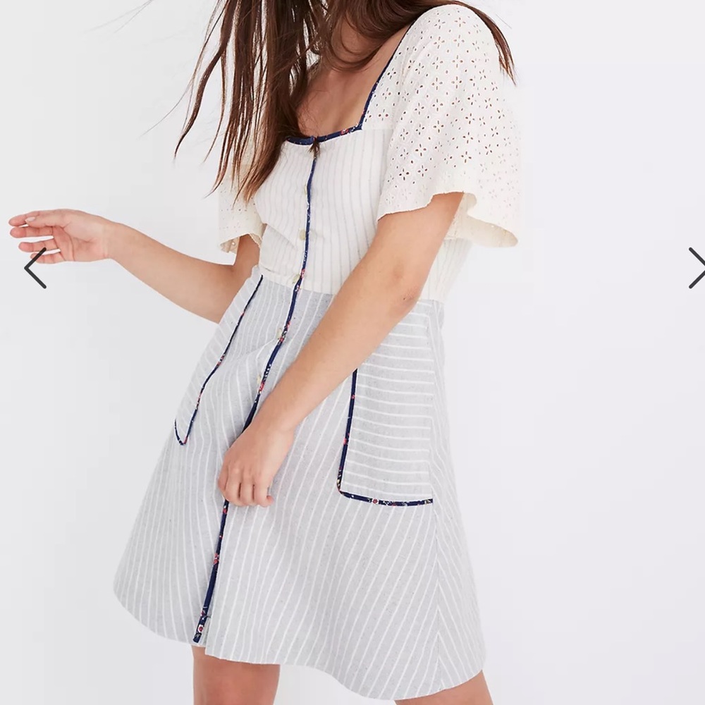 Madewell x The New Denim Project® Patchwork Square-Neck Dress